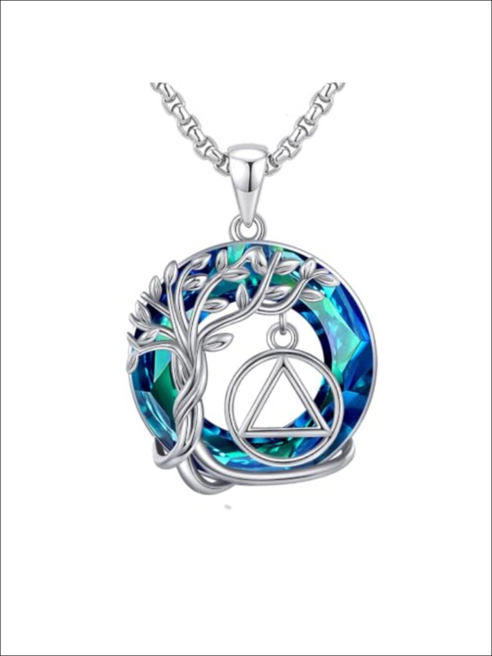 Tree of Life Pendant Necklace 18K White Gold Plated Stainless Steel